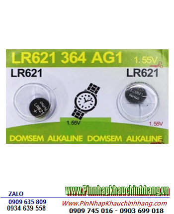 DOMSEM 364, AG1, LR621 _Pin đồng hồ 1.55v Alkaline DOMSEM 364, AG1, LR621